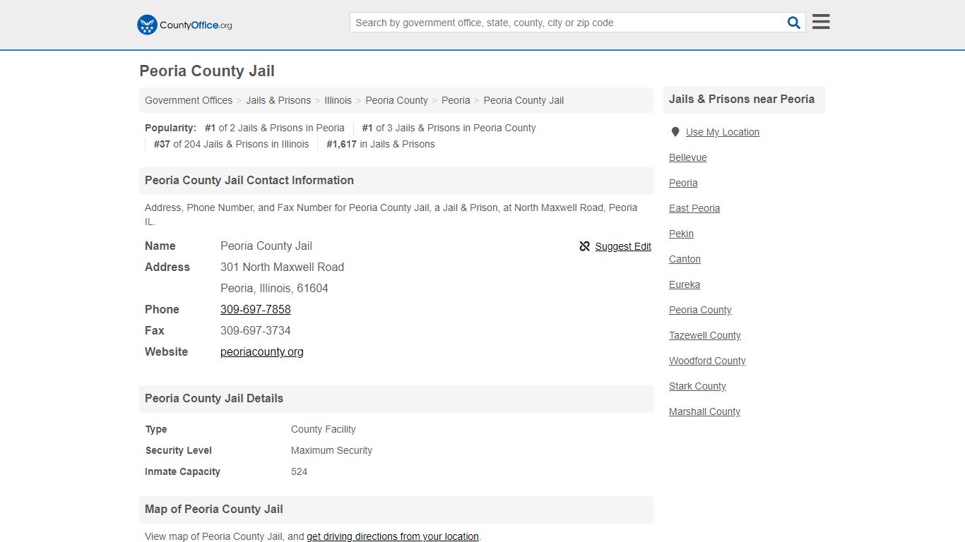 Peoria County Jail - Peoria, IL (Address, Phone, and Fax)