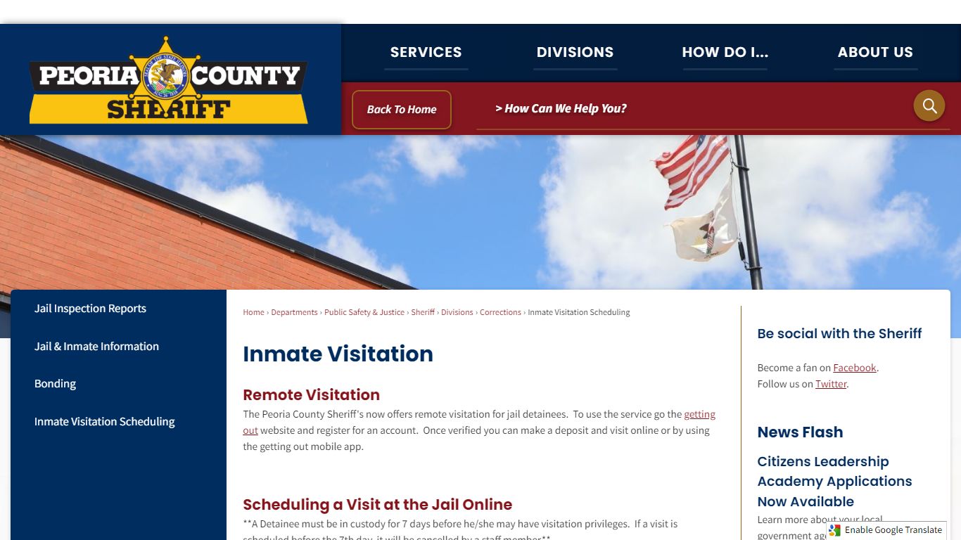 Inmate Visitation | Peoria County, IL
